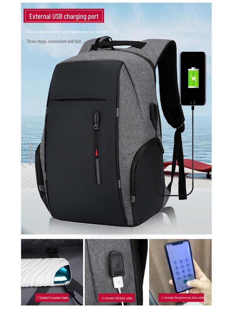Multifunktionaler Business-Laptop-Rucksack für Herren mit USB-Ladeanschluss
