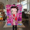 Betty Boop2 Flannel Blanket, High quality Comfortable for All Seasons, Home Decor, Warmth and Comfort