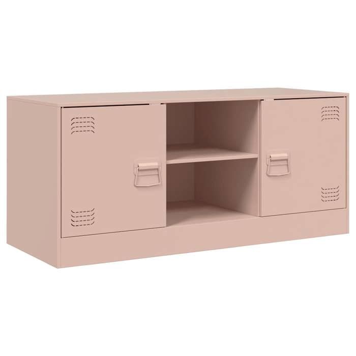 VidaXL Meuble TV rose 99x39x44 cm acier, banc TV, meuble télé, meuble multimédia, buffet TV, meuble hifi, centre de 841686