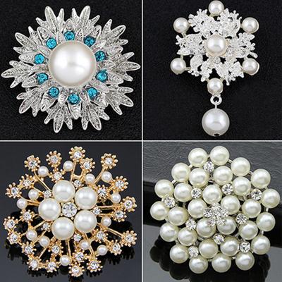 Breastpin Elegant Easy Matching Alloy Flower Faux Pearls Women Brooch Pin