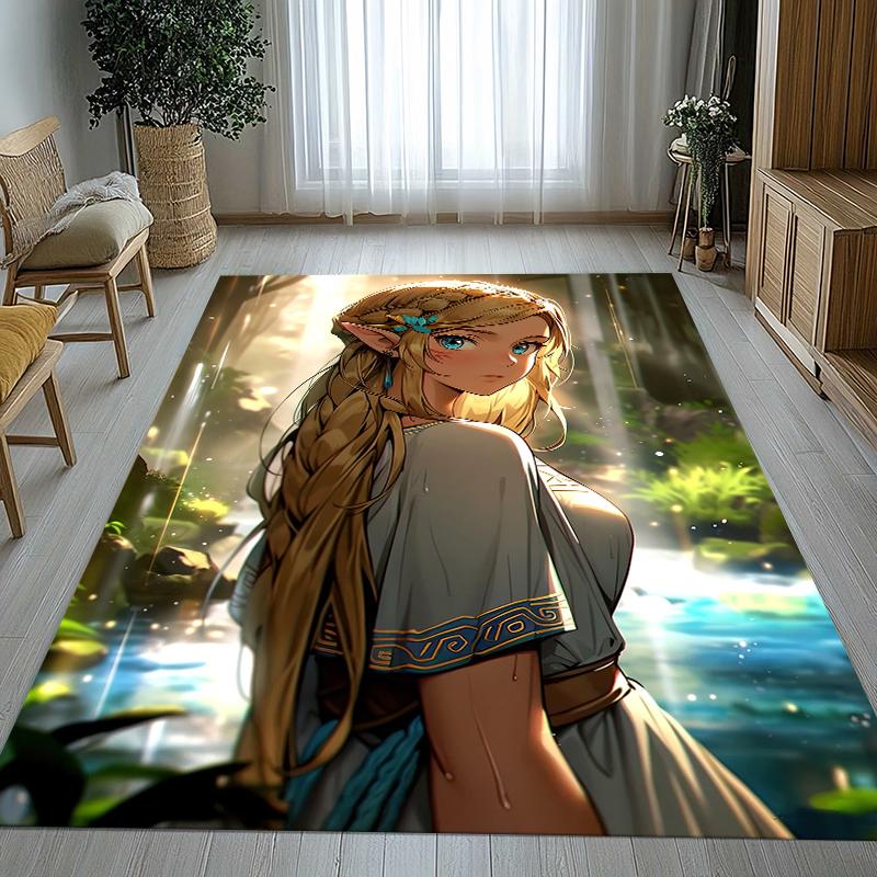 Retro Z-Zelda Cartoon Link Games Living Room Non-Slip Area Rug Soft Carpet for Bedroom Kids Playroom Sofa,Home Decor Doormat 40x60cm