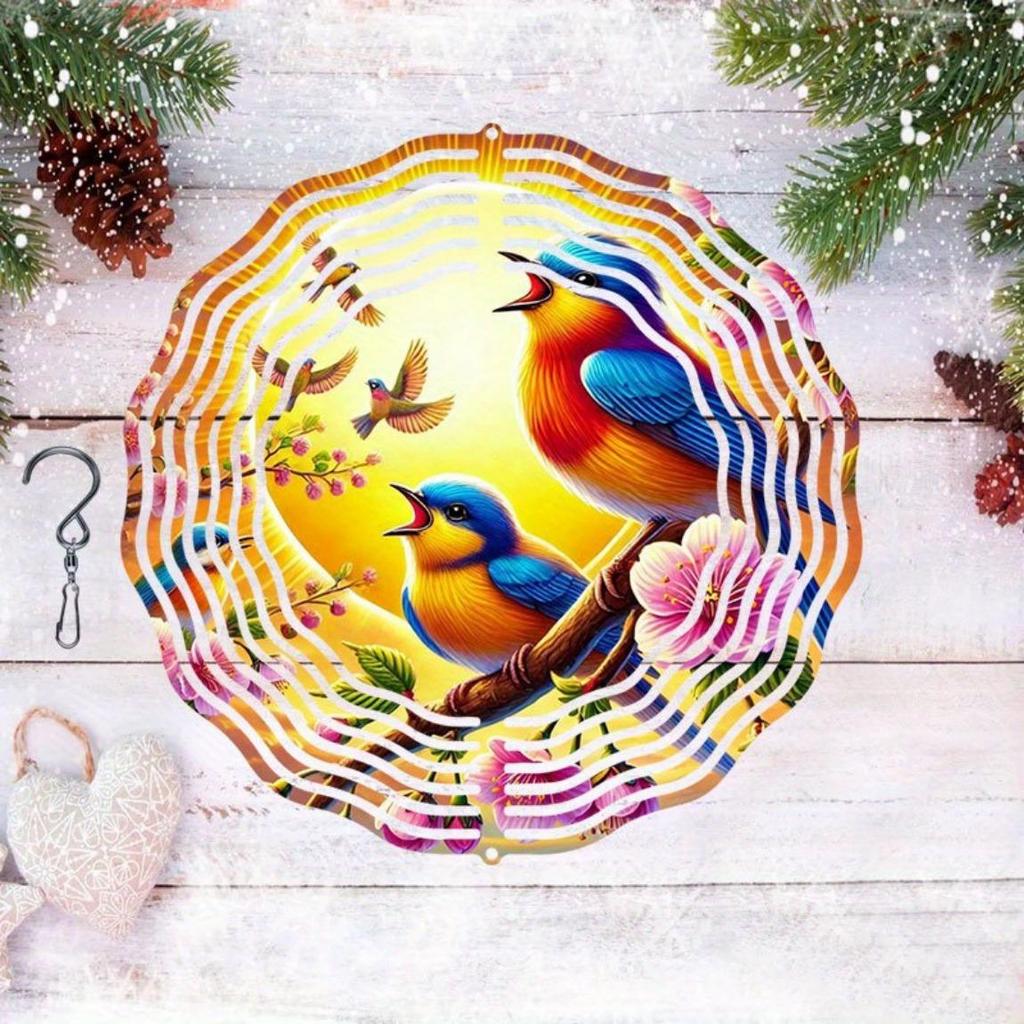 Handcrafted 3D Metal Wind Chime Mandala Floral Birds Design Outdoor Garden Patio Balcony Decor No Electricity Needed Weather Resistant