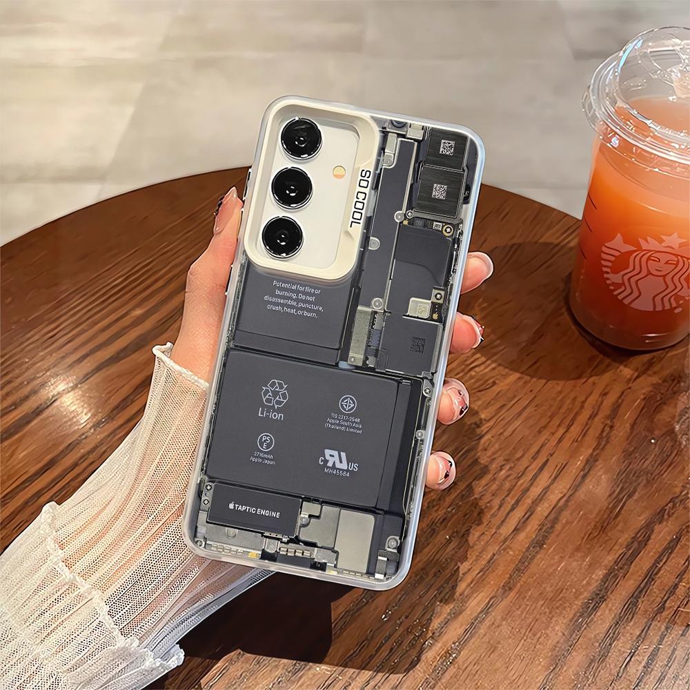 Circuit Board Phone Case For Samsung Note 20 S20 S21 S22 S23 S24 S25 Matte TPU Cover Internal Circuit Pattern Protective Case
