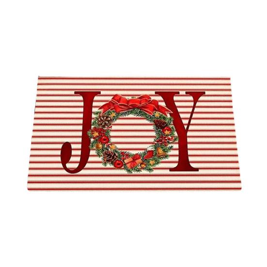 Christmas Themed Pattern Floor Mat Anti-Slip Bottom Soft Comfortable Faux Cashmere Rug Vibrant Color Door Rug