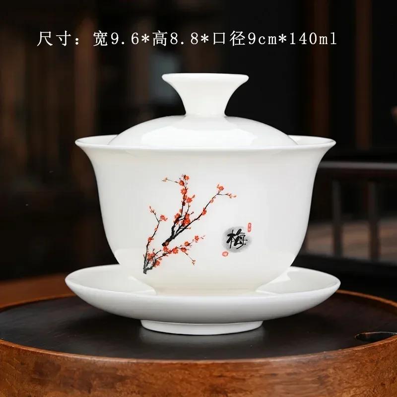 Chinese Handmade Sancai Gaiwan Ceramic Tea Tureen with Lid Bowl Saucer Teacups Teaware Home Decor Kung Fu Porcelanas Tea Cup