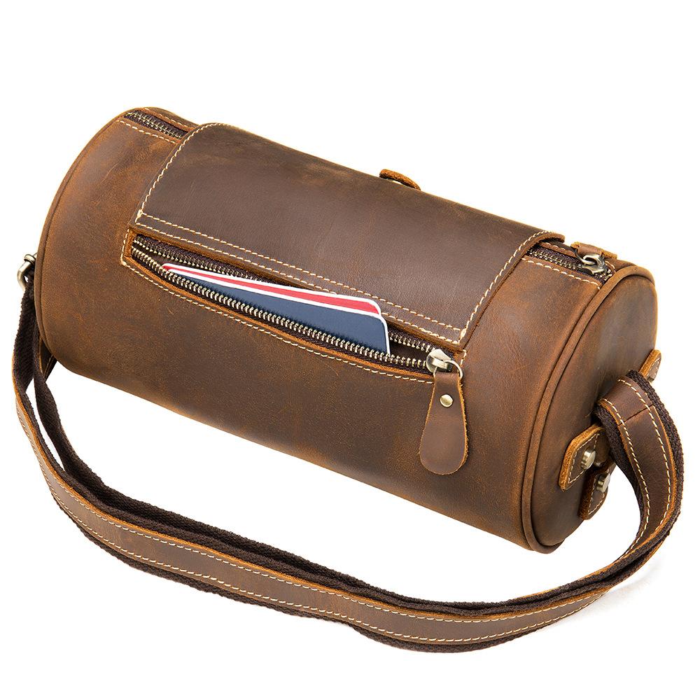 Retro Fashion Head Layer Cowhide Crossbody Crazy Horse Leather Shoulder Bag Men's Genuine Leather Bag