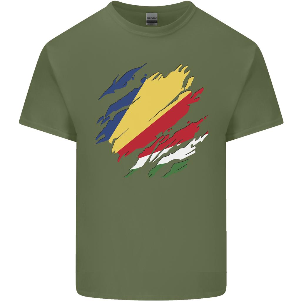 Torn Seychelles Flag Seychellois Day Football Unisexs Light Cotton TShirt