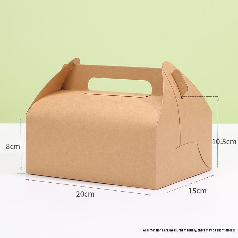 Handheld Kraft Paper Pastry Box for Desserts and Afternoon Tea