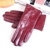 Women's Ladies Elegant Real Leather Wool Lining Winter Goat Skin Classical Touch Screen Casual Riding Warm Short Gloves