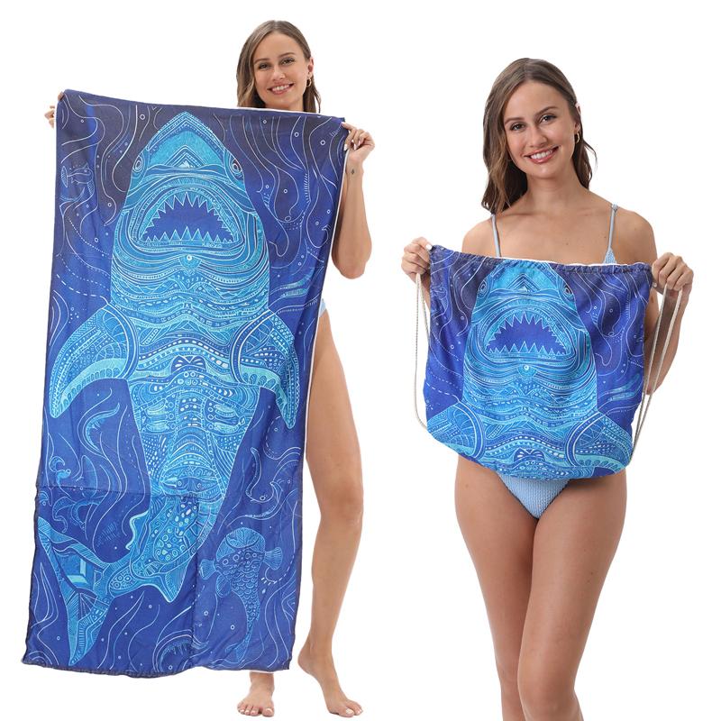 1PC Hot Selling Beach Towel Printed Towel Portable with Storage Bag Large Beach Towel Bath Towel Quick-drying Towel