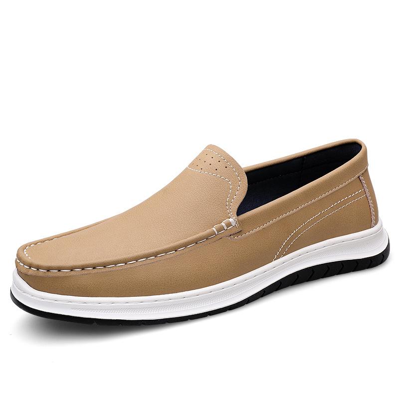 Men s Spring/Summer Handmade Leather Loafers - Low-Top Slip-On Flats 40