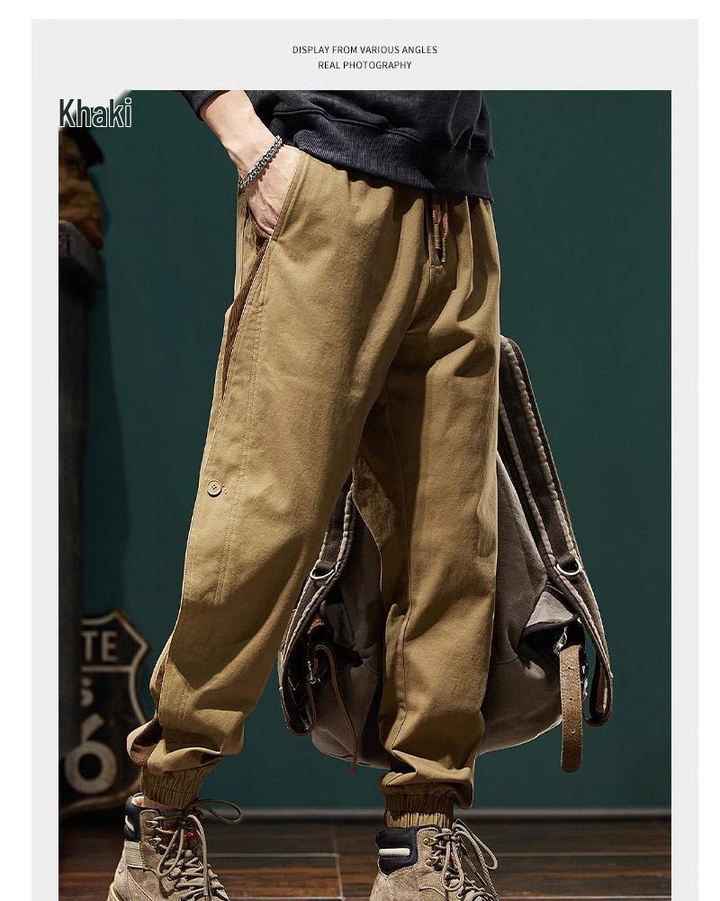 Men's Patchwork Color Block Casual Slim Fit Harem Pants - Spring/Autumn Trendy American Workwear.
