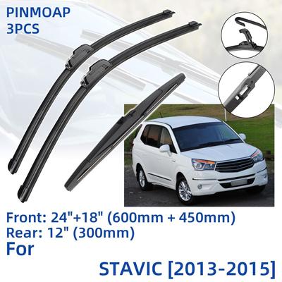 3PCS para SSangyong STAVIC 2013-2015 24" 18" 12" lâminas de limpador de para-brisa dianteiro traseiro acessórios de cortador de janela de para-brisa 2013 2014 2015