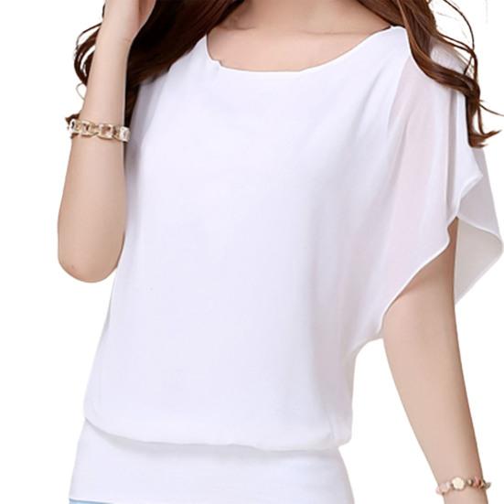 

Женский топ, однотонный пуловер с круглым вырезом и рукавами «летучая мышь», рюшами, повседневная одежда XL белый