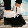 Fashion Winter Women Fur Snow Ankle Boots Suede High Heels Shoes Designer 2025 New Short Plush Warm Shoes Chelsea Goth Pumps Botas Mujer