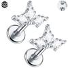 1Pc G23 Titanium Cz Crystal Ear Cartilage Tragus Helix Daith Piercing Internal Thread Lip Stud Labret Piercing Body Jewelry 16G