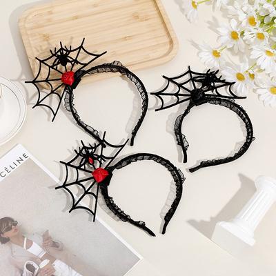 Diadema de Halloween Decorativa Festiva Araña Aro para el Cabello Con Collar Choker Accesorios para Fotos Disfraz de Fantasía Cosplay