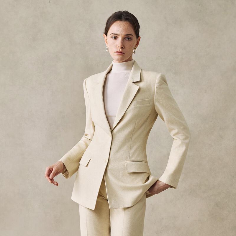 LadyS Elite Wool Silk Blazer & Trousers Set