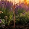 Weatherproof Lawn Decor Rusty Silhouette Garden Stake, Rustic Flower Pot Insert for Patio, Vintage Style Outdoor Decorations Bird Bee Butterfly