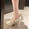 Elegant Fashionable Women's 2025 New Style High Heeled Shoes with Round Head and Block Style Sole Polyurethane Shoes