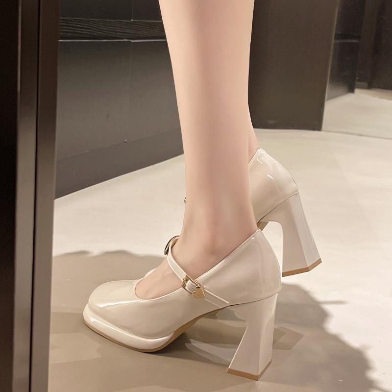 Elegant Fashionable Women's 2025 New Style High Heeled Shoes with Round Head and Block Style Sole Polyurethane Shoes