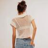 Women's Summer New Cardigan Short Sleeve Loose Lapel Fashion Solid Color Hollow Knit Top
