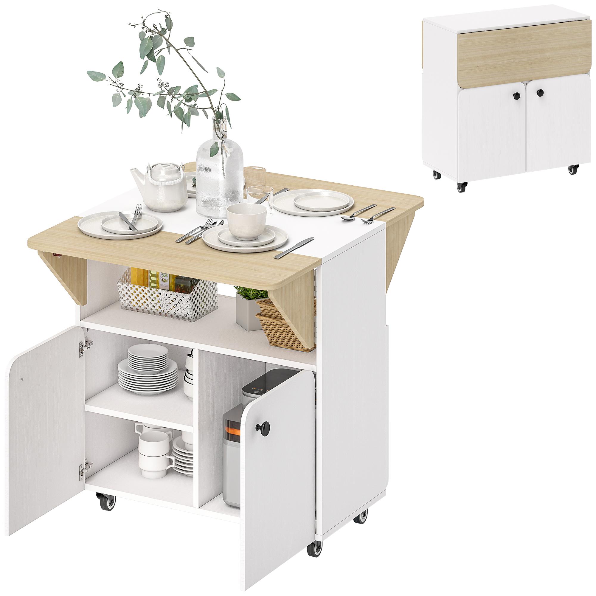 Folding Table Rolling Cabinet, Two Foldable