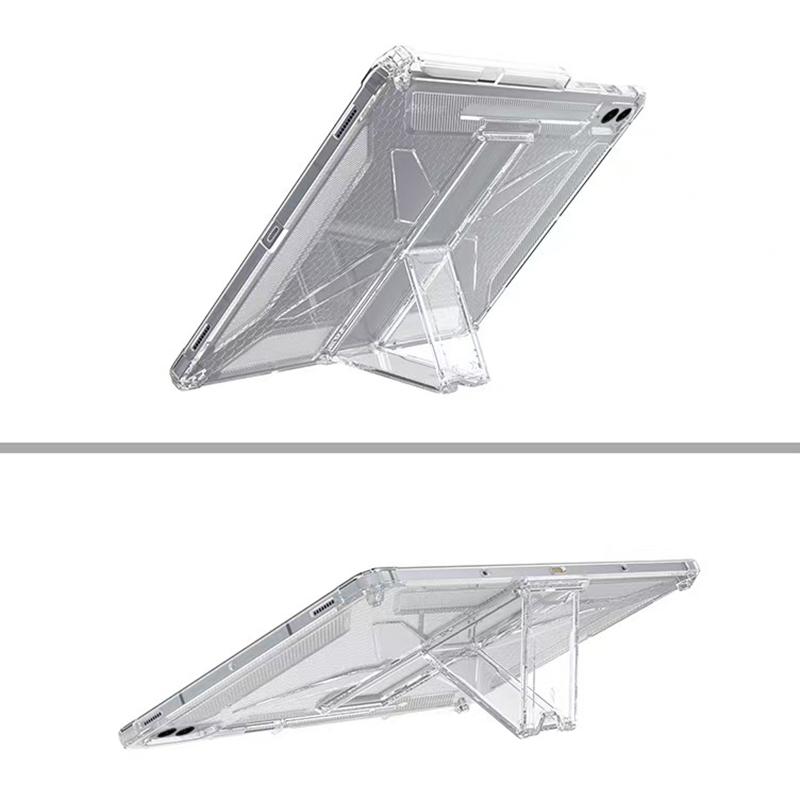For Samsung Galaxy Tab S10 FE/S9 FE Clear Case Kickstand Shockproof TPU + PC Tablet Cover with Pen Slot