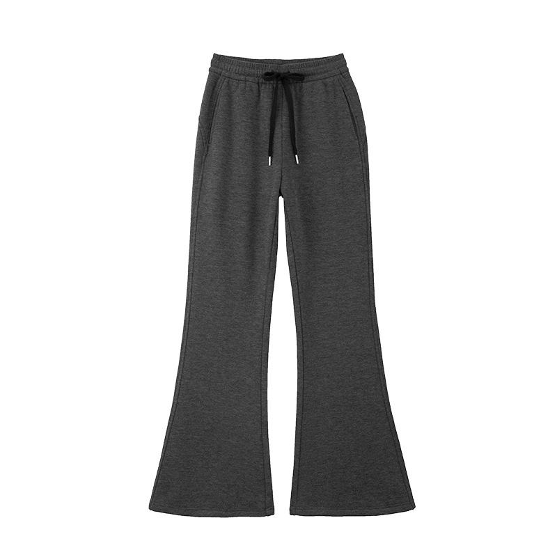 

Women s Dark Gray High-Waisted Fleece-Lined Flare Sweatpants - Petite, Loose Fit for Autumn/Winter 2025 XL