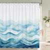 1 Pc Blue Art Abstract Pattern Shower Curtain Home Bathroom Decoration Printing Polyester Fabric Bath Curtains With Hooks