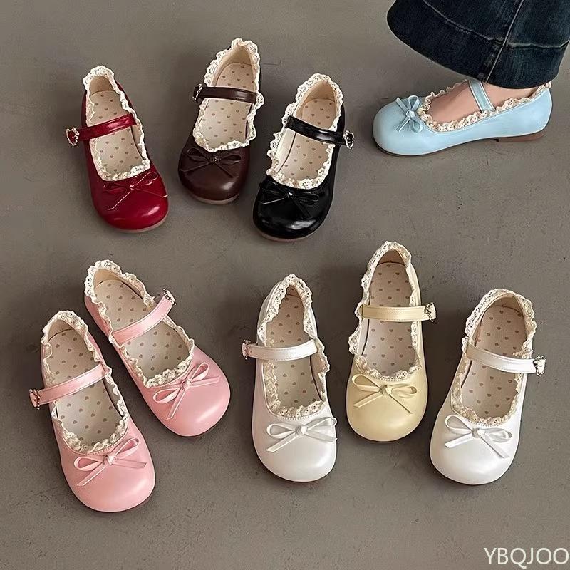 Fashion Spring 2025 New Round Head Shallow Mouth Butterfly Knot Soft Sole Non-slip Flat Shoes  Women's Fashionable versatile Shoes