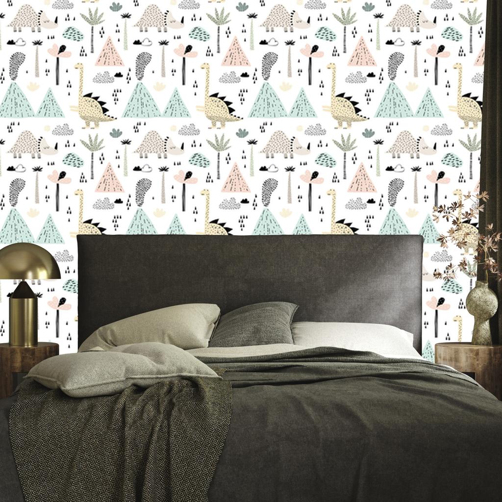 Wallpaper Dinosaurs Mountains Palms and Clouds for Living Room and Bedroom 50x1000