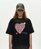 ADSB ANDERSSON BELL (Essential) Unisex Spray Washed Heart Message T-Shirt Atb1432U(Black)