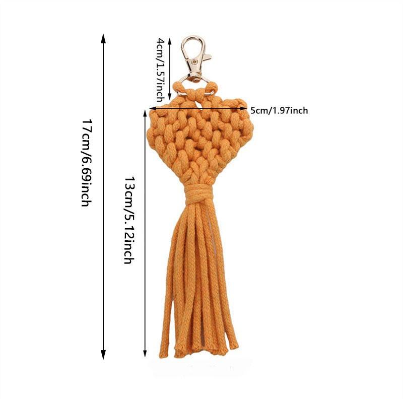 Kreative herzförmige Mini-Makramee-Schlüsselanhänger Boho handgewebte Quasten-Schlüsselanhänger für Autoschlüssel, Handtasche, Telefon, Geldbörse, Hochzeitsgeschenk