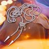 Elegant Heart Shaped Neckwear Rhinestones Accented Unisex Stainless Steel Necklace Slidable for Gifting and Daily Use