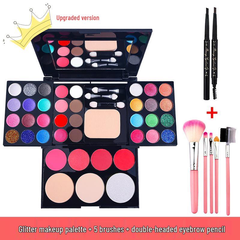 39-Color Eyeshadow Palette & Makeup Set: Beginner-Friendly Blush, Powder, Lipstick Combo