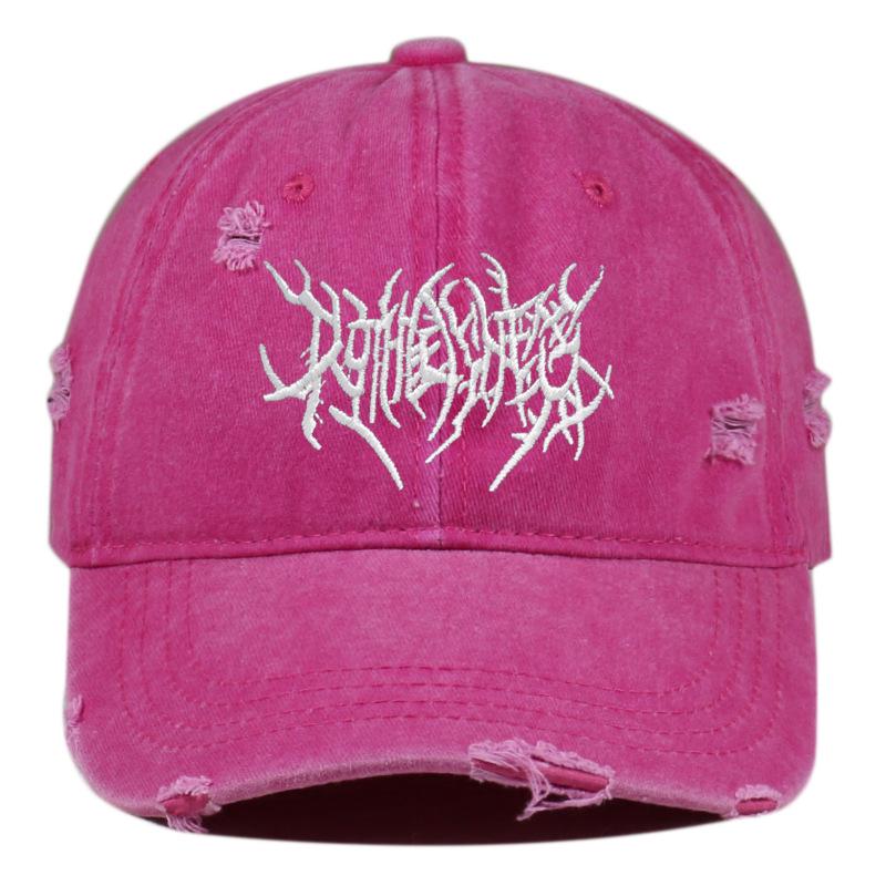 TEMU Unisex Gothic Style Baseball Cap with Anime Logo Embroidery One Size розы красного