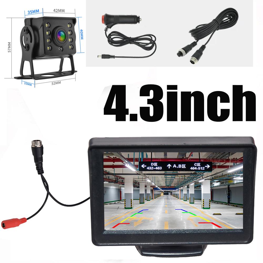 4.3 Inch HD Screen Monitor, for Car, Bus, Truck, RV & Trailer Parking Backup Reverse CCD 2 - In - 1 HD Rear View Camera System