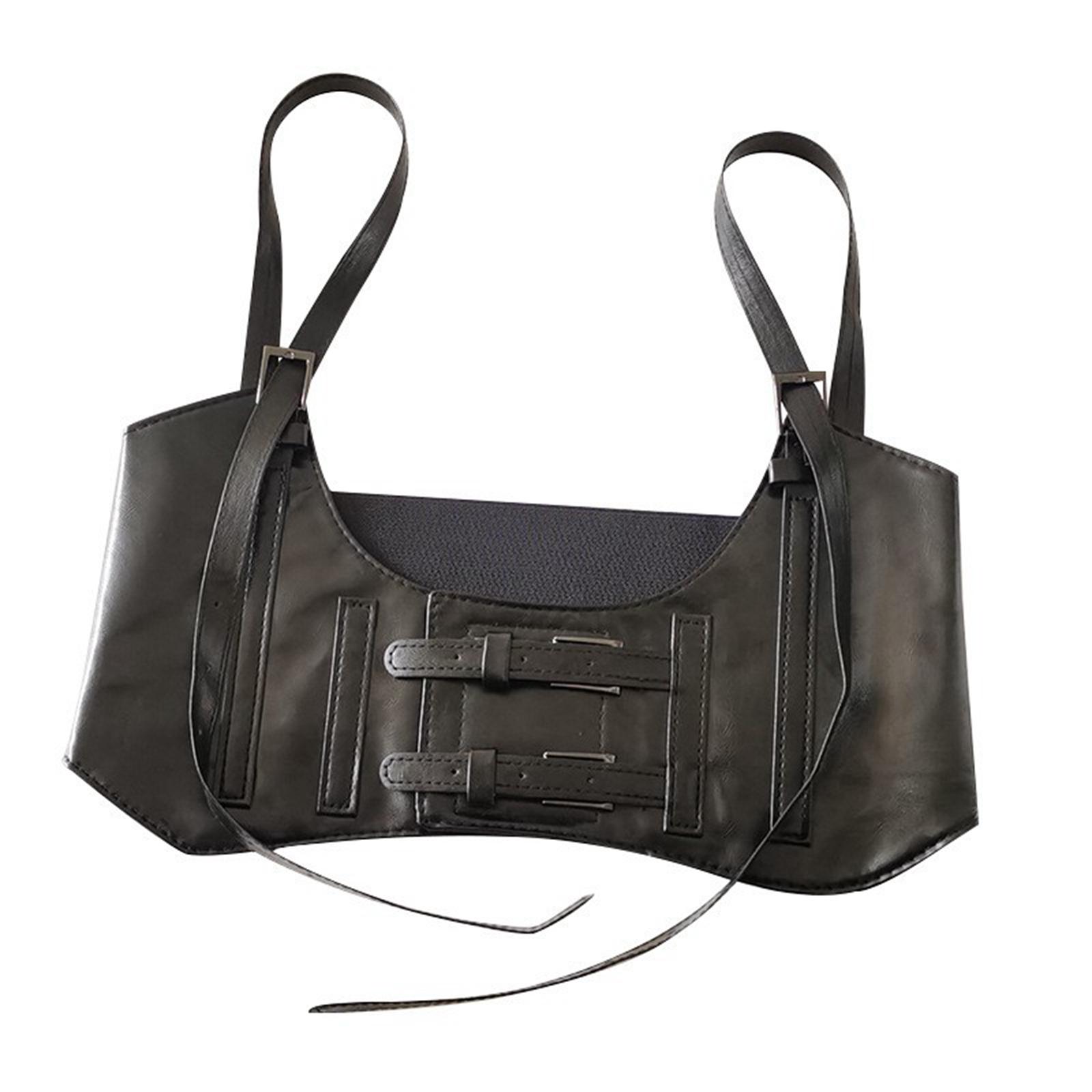 

Модный ремень-корсет украшен черным ремешком в панк-стиле и ремнем для костюма. One Size чёрный