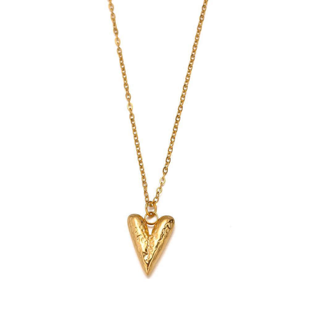 Retro Heart Necklace & 18K Gold-Plated Earrings - European & American Stylish Stainless Steel Jewelry