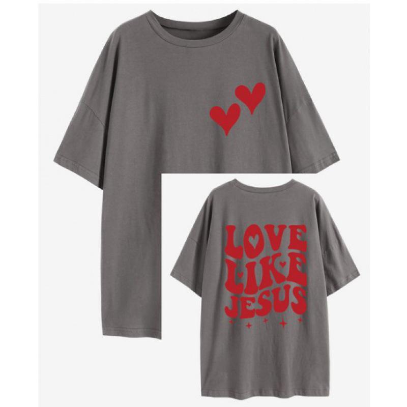 

Women s Round Neck Short Sleeve T-shirt with Back Letter Print XXL