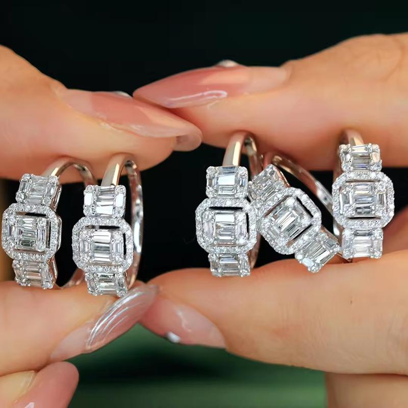 Huitan Luxury Trendy Proposal Ring Bridal Wedding Band Jewelry Female Silver Bright Zirconia Finger Accessories for Party