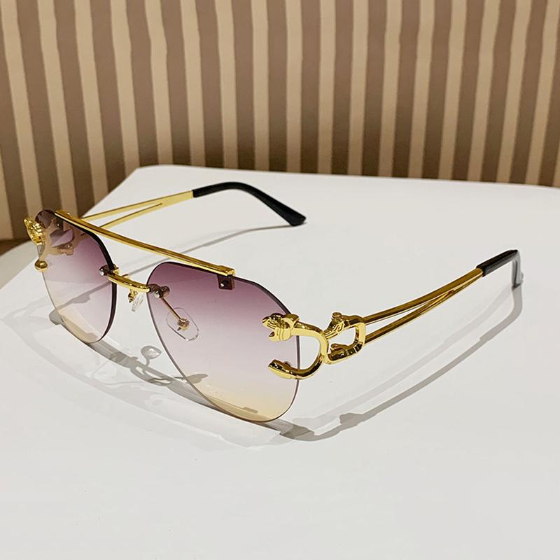 Vintage Rimless Men Women Trendy Gradient Shades Double Bridge UV400 Eyewear