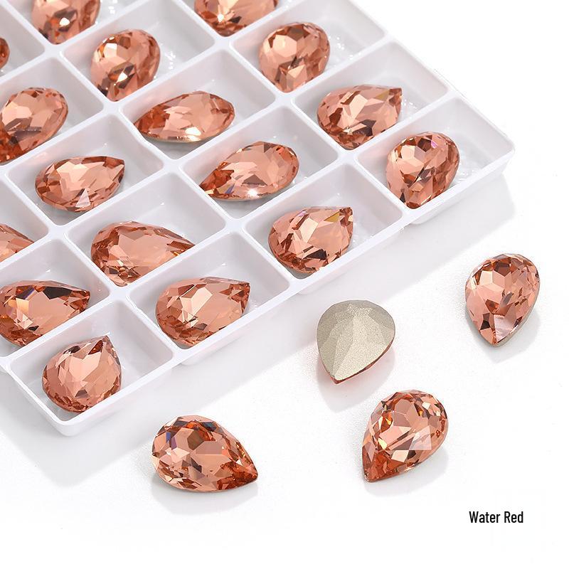 High-Grade K9 Teardrop Rhinestone DIY Jewelry Accessory - Silver-Plated Base with Irregular Crystal Glass Drill, Pointed Bottom