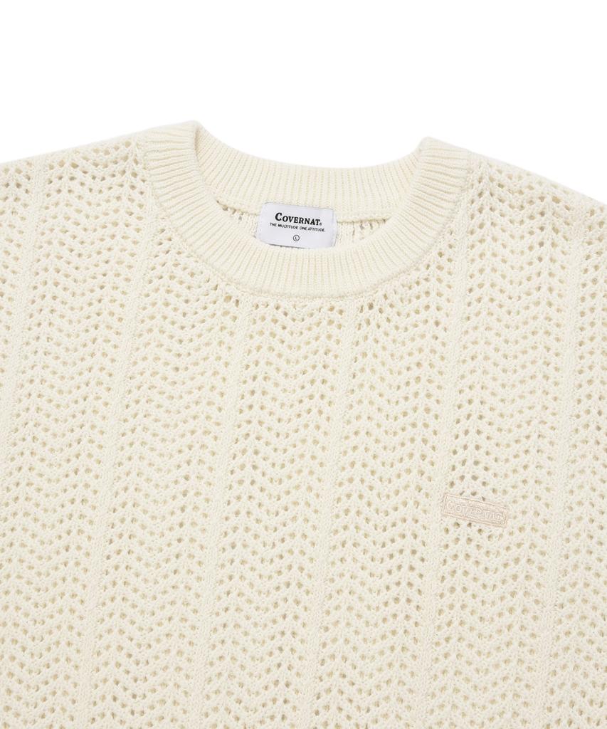 COVERNAT Cable Round Half Knit Ivory