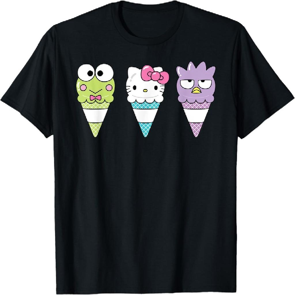 Keroppi Hello Kitty Badtz-Maru Ice Cream Cone Men Women Girls Kids T-Shirt