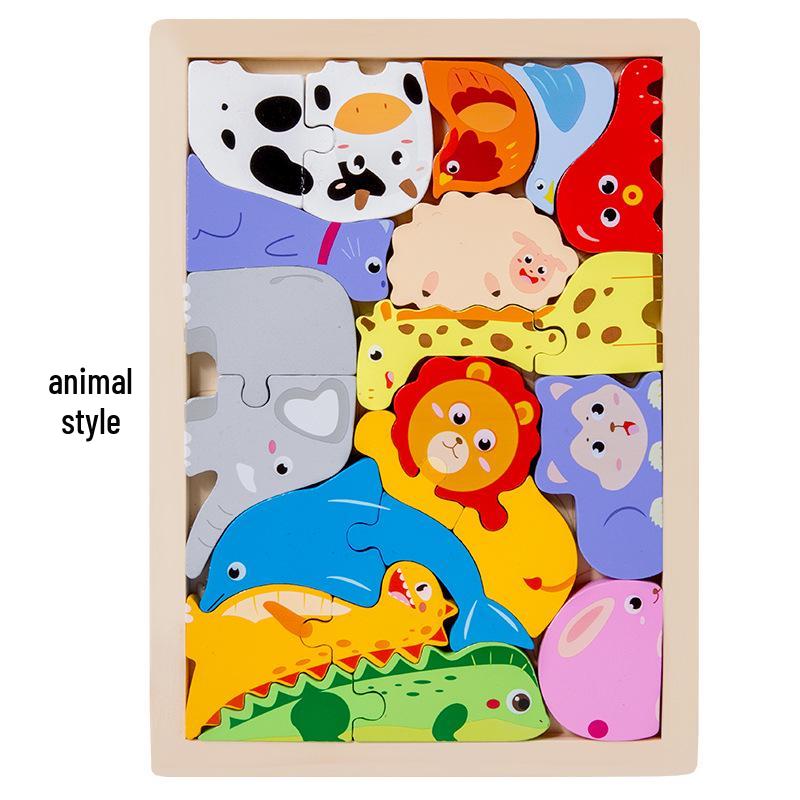 3D Cartoon Puzzle: Large Wooden Building Blocks for Kids 3-6