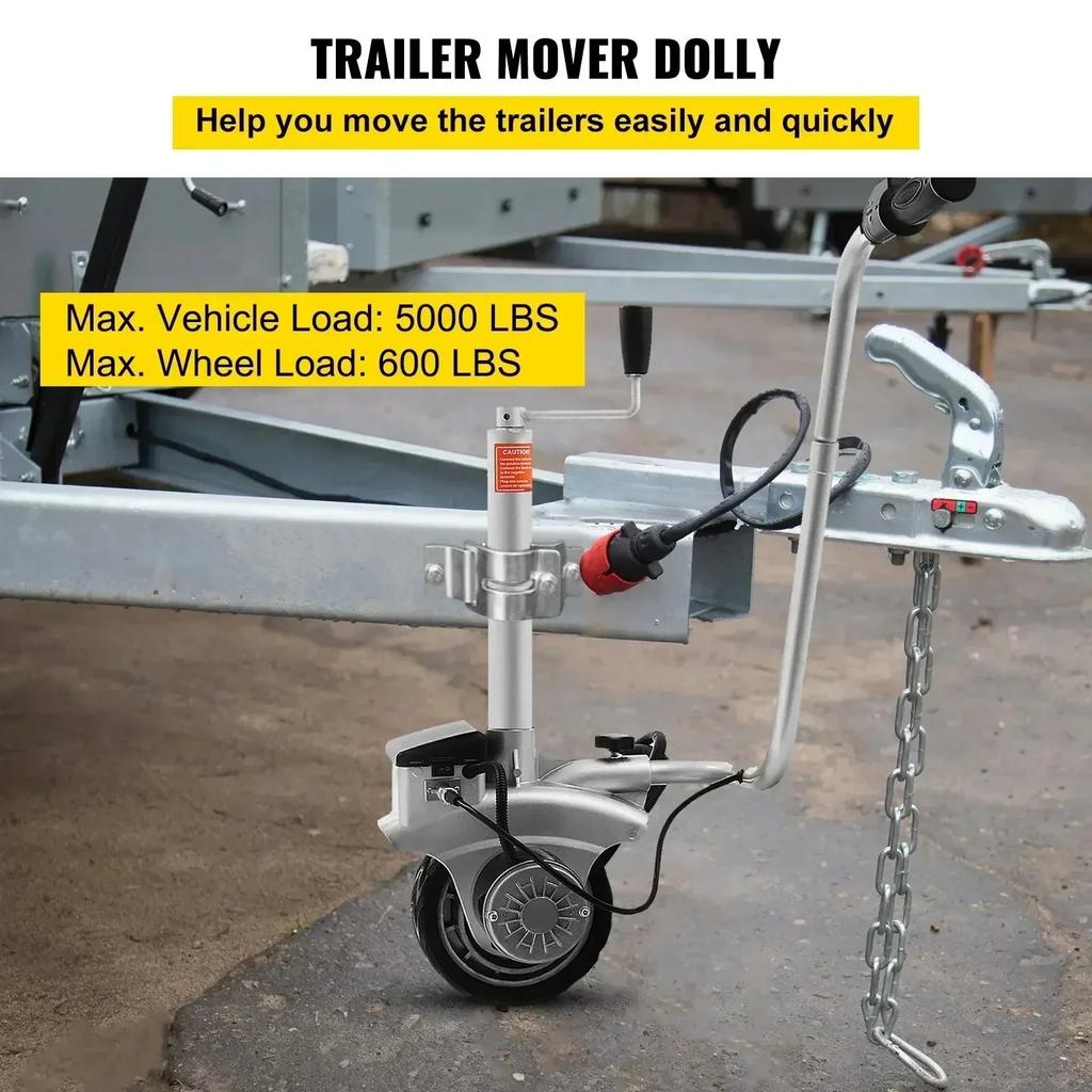 SIHAO 12V Motorised Jockey Wheel, Max 2270KG Load Capacity Electric Trailer Mover, Heavy Duty Wheel Dolly
