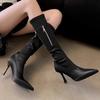Fashion Comemore 2025 Pointed Toe Women Knee High Women Chelsea Boots Fashion High Heels Shoes Designer Winter New  thigh high boots