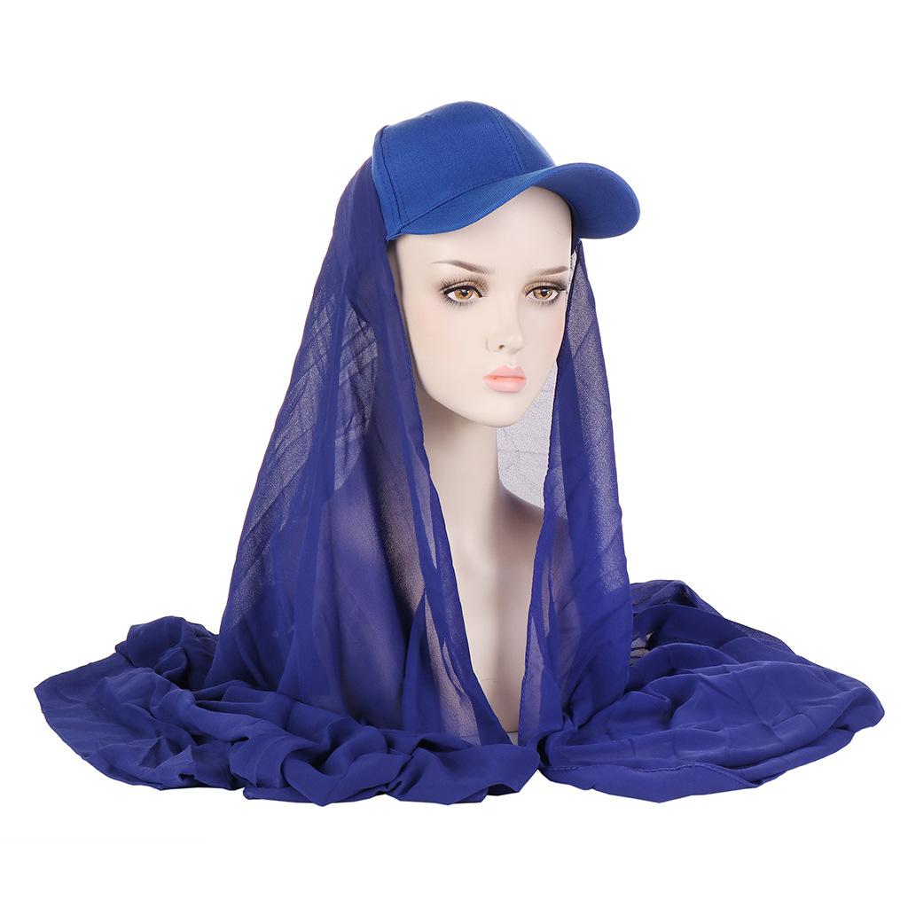 New Colors Chiffon Hijab With Base Ball Cap Summer Sports Cap With Chiffon Hijabs Ready To Wear Instant Chiffon Sport Hijabs